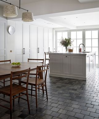 Neutral kitchen in elegant period London townhouse