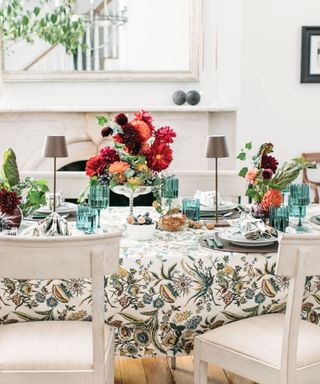 Colorful thanksgiving tablescape